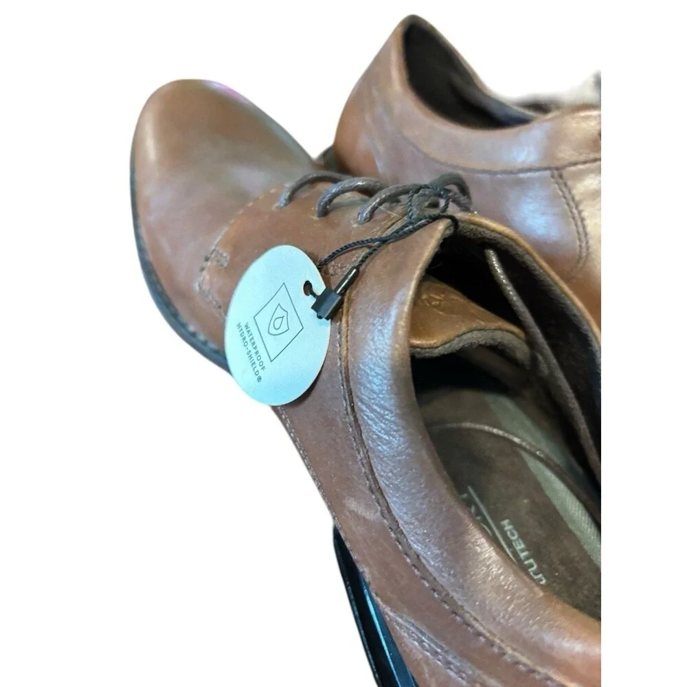 Rockport Derby Men 9 Brown New Waterproof Leather Plain Toe Shoes CI5263